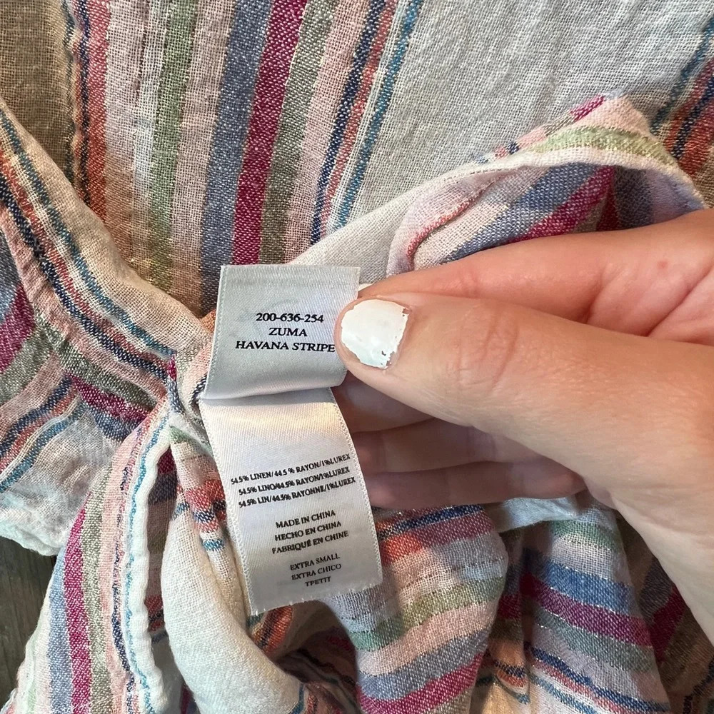 Rails Zuma Havana Stripe Button Up Top Size Xs - image 7